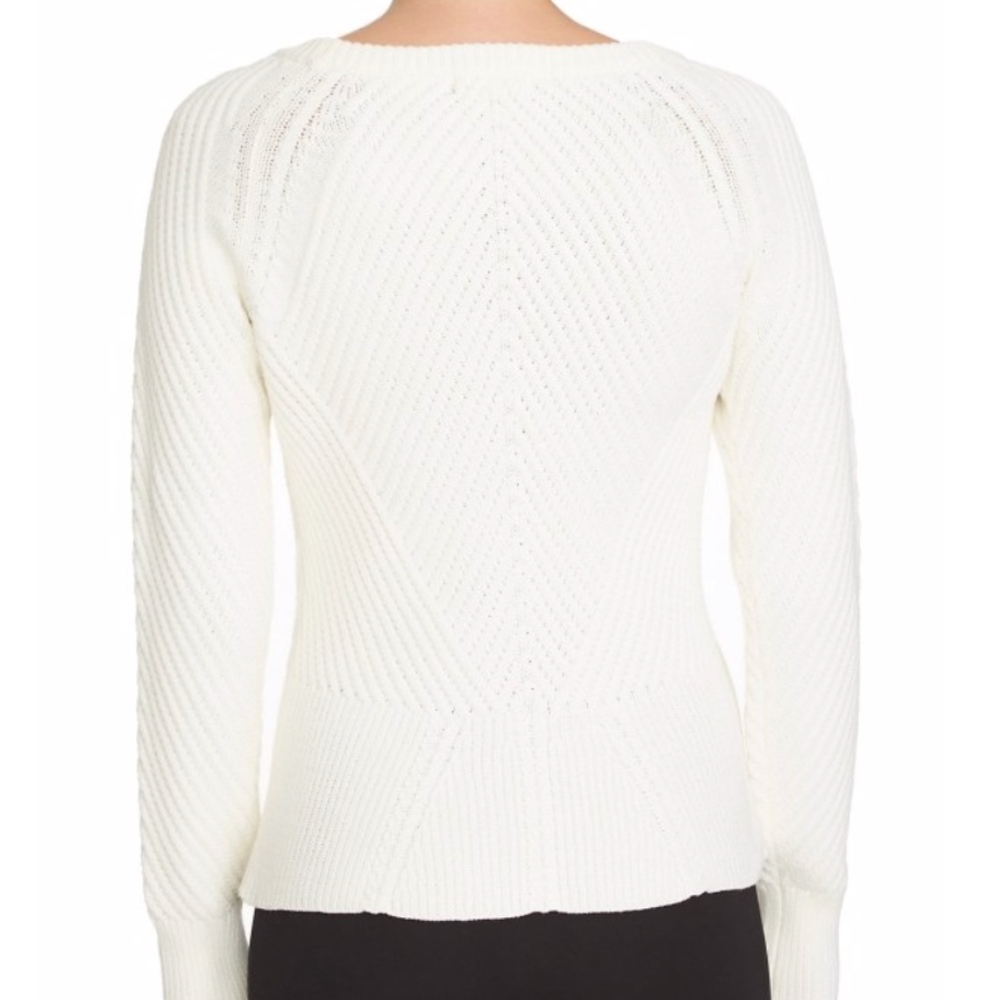 1.State Diagonal Stitch Peplum Sweater